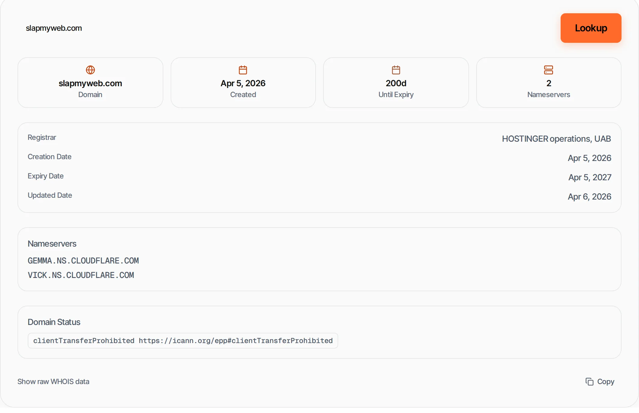 WHOIS Lookup showing a worked example — Look up domain registration details including registrar, creation date, expiry and nameservers.