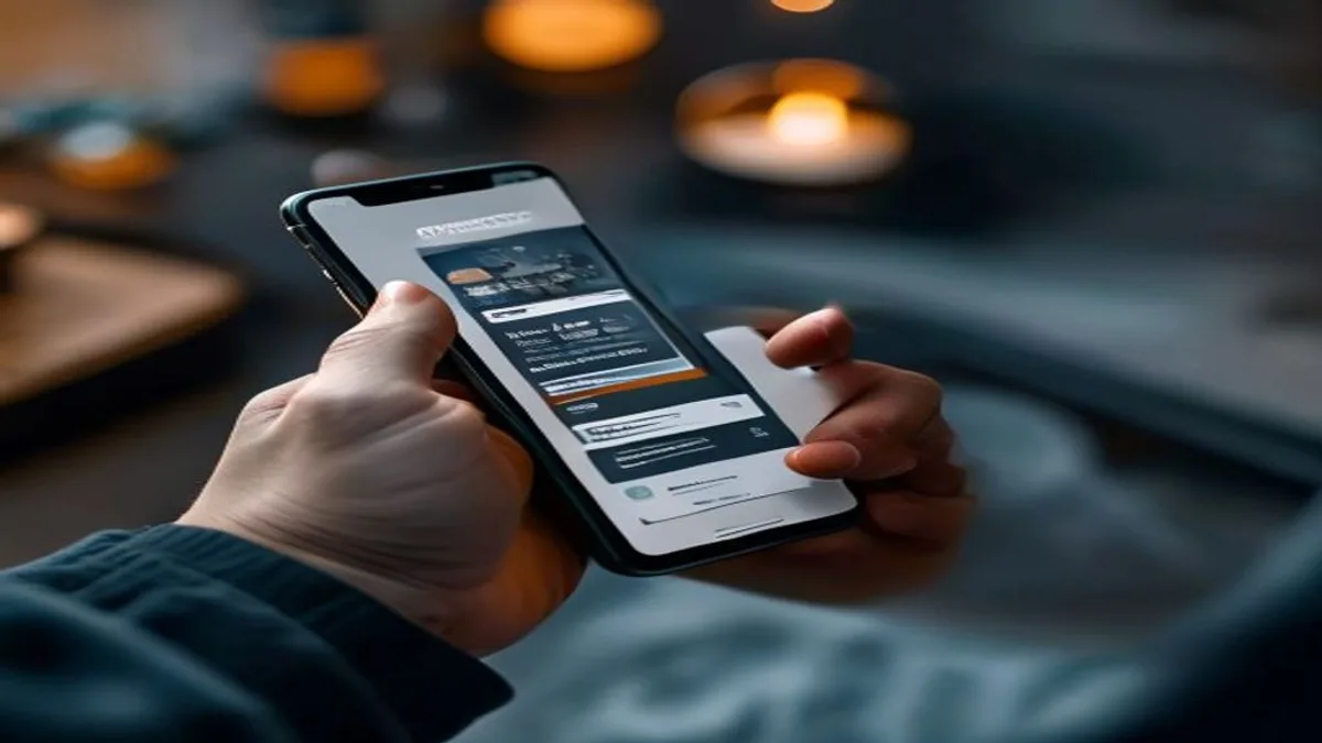 Hands holding a phone showing a product page with a stable layout and a clearly placed add to cart button