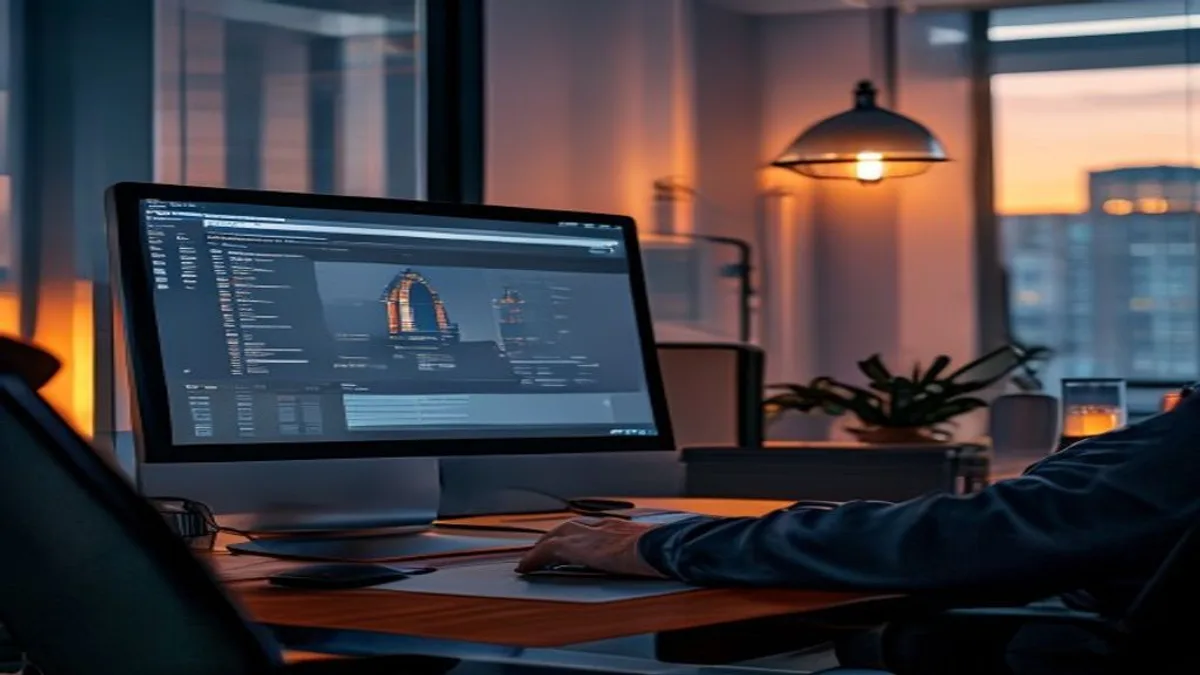 Web developer reviewing a Lighthouse performance report with the LCP metric highlighted on a desktop monitor