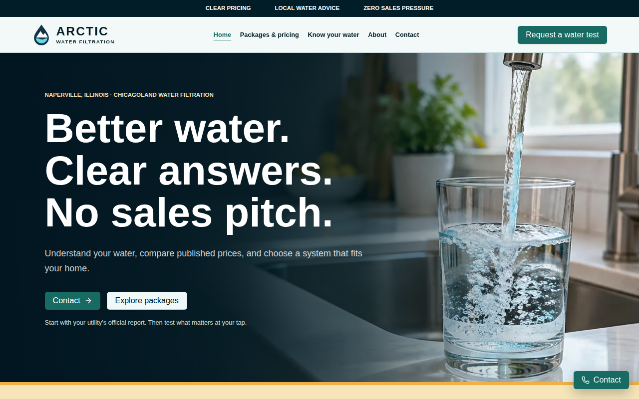 Public scan screenshot of arcticwaterfiltration.com